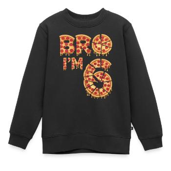 Bro I’m 6 Funny Pizza Birthday Design - Sweat Premium enfant bio - noir - Devant - AI Model Kid Female (0cm)