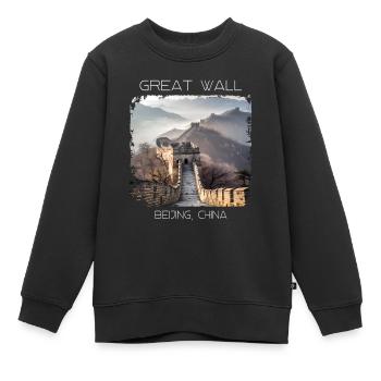 Große Mauer - Kinder Premium Organic Sweatshirt - Schwarz - Vorne - AI Model Kid Female (0cm)