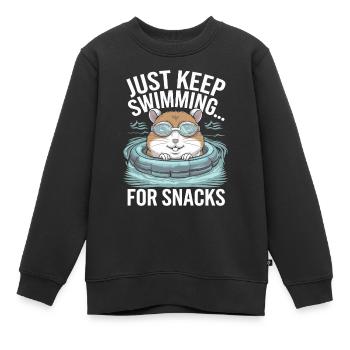 Un hamster nage pour se grignoter - Just Keep Swimming - Sweat Premium enfant bio - noir - Devant - AI Model Kid Female (0cm)