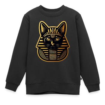 Chat dans le style du pharaon égyptien - Sweat Premium enfant bio - noir - Devant - AI Model Kid Female (0cm)