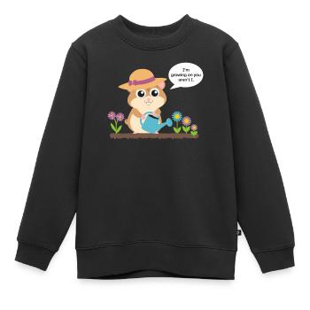 Croissance du hamster avec arrosoir dans le jardin - Sweat Premium enfant bio - noir - Devant - AI Model Kid Female (0cm)