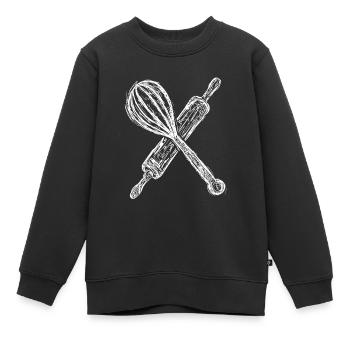 Skizze Nudelholz und Handmixer - Kinder Premium Organic Sweatshirt - Schwarz - Vorne - AI Model Kid Female (0cm)