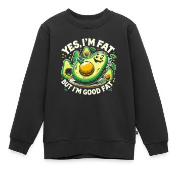 Ja, ich bin fett, aber ich bin gut fett - Kinder Premium Organic Sweatshirt - Schwarz - Vorne - AI Model Kid Female (0cm)