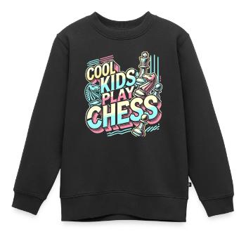 Coole Kinder spielen Schach - Kinder Premium Organic Sweatshirt - Schwarz - Vorne - AI Model Kid Female (0cm)