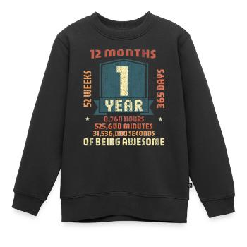Tenue d’anniversaire pour 1 an ! 1er anniversaire - Sweat Premium enfant bio - noir - Devant - AI Model Kid Female (0cm)