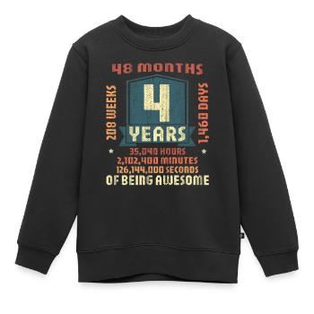 4 ans ! Cadeau d’anniversaire pour 4 ans - Sweat Premium enfant bio - noir - Devant - AI Model Kid Female (0cm)