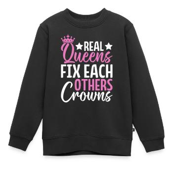De vraies reines se fixent mutuellement Couronnes Glitz Glam - Sweat Premium enfant bio - noir - Devant - AI Model Kid Female (0cm)
