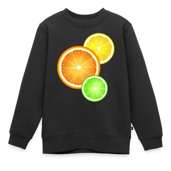 Zitrusfrüchte Orange Zitrone Limette - Kinder Premium Organic Sweatshirt - Schwarz - Vorne - AI Model Kid Female (0cm)