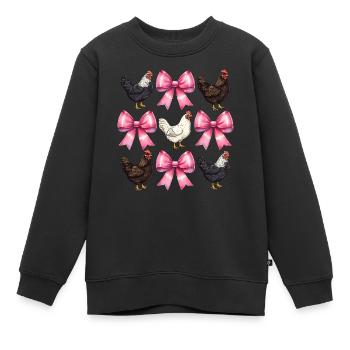 Coquette Bow Hühnerfarm Bauernhof Rosa Mothers Day - Kinder Premium Organic Sweatshirt - Schwarz - Vorne - AI Model Kid Female (0cm)