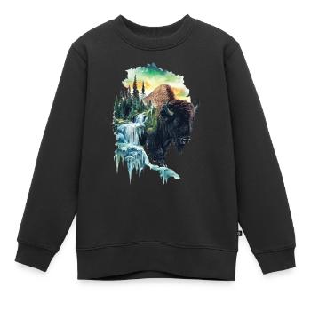 Bison - Kinder Premium Organic Sweatshirt - Schwarz - Vorne - AI Model Kid Female (0cm)