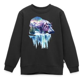 Nilpferd - Kinder Premium Organic Sweatshirt - Schwarz - Vorne - AI Model Kid Female (0cm)