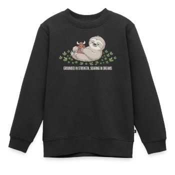Paresse : Enraciné dans la force, - Sweat Premium enfant bio - noir - Devant - AI Model Kid Female (0cm)