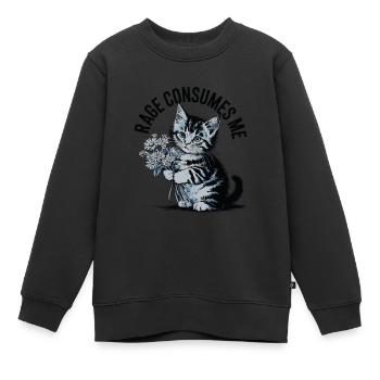 Rage Consumes Me Cat - Kinder Premium Organic Sweatshirt - Schwarz - Vorne - AI Model Kid Female (0cm)