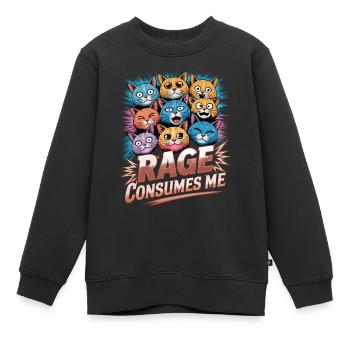 Rage Consumes Me Cat - Kinder Premium Organic Sweatshirt - Schwarz - Vorne - AI Model Kid Female (0cm)