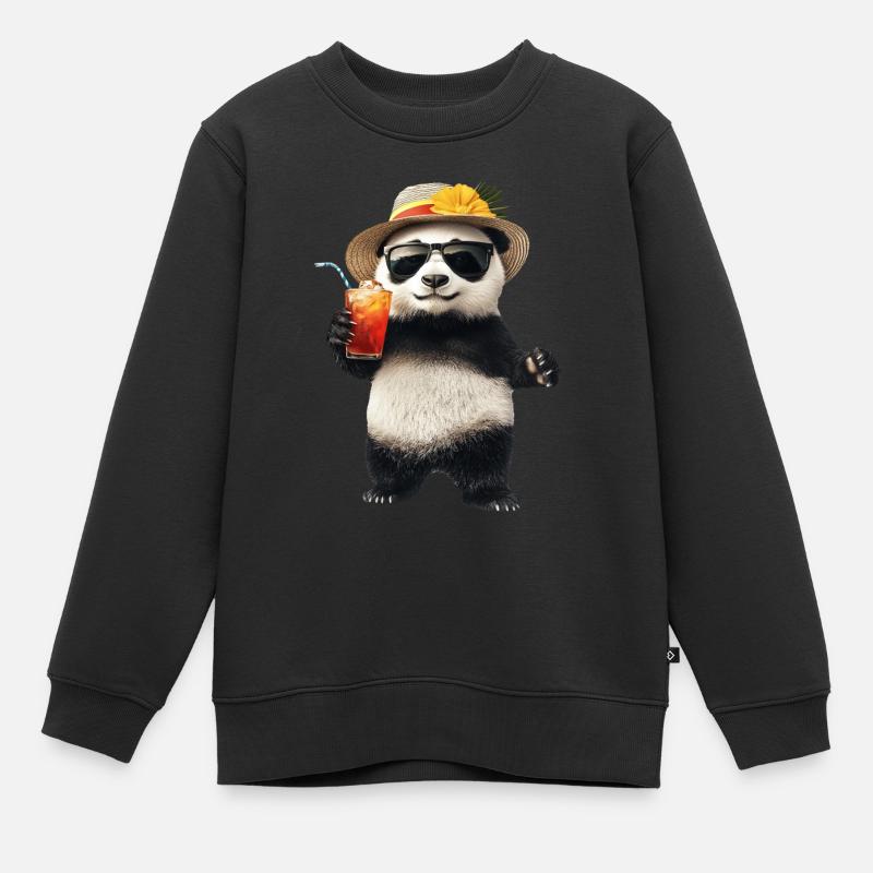 Panda - Kinder Premium Organic Sweatshirt - Schwarz