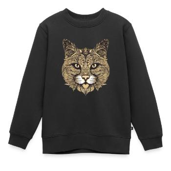 Tête de portrait de chat - Sweat Premium enfant bio - noir - Devant - AI Model Kid Female (0cm)