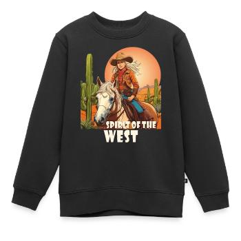 RIDER SPIRIT DE L’OUEST - Sweat Premium enfant bio - noir - Devant - AI Model Kid Female (0cm)