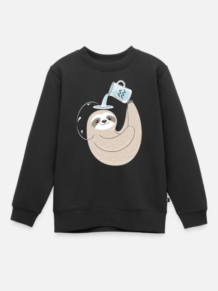 Wassermann Faultier: Dein Entspannter Sternzeichen - Kinder Premium Organic Sweatshirt - Schwarz