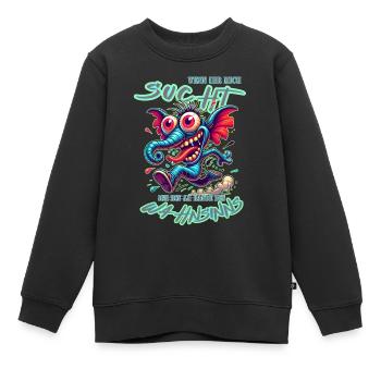 Si vous me cherchez, je suis au bord de la folie - Sweat Premium enfant bio - noir - Devant - AI Model Kid Female (0cm)