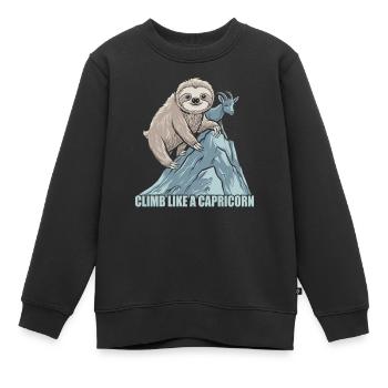 Klettere Wie Ein Steinbock: Sloth Motivation - Kinder Premium Organic Sweatshirt - Schwarz - Vorne - AI Model Kid Female (0cm)