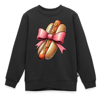 Coquette Schleife Hot Dog Hotdog Muttertag Rosa - Kinder Premium Organic Sweatshirt - Schwarz - Vorne - AI Model Kid Female (0cm)