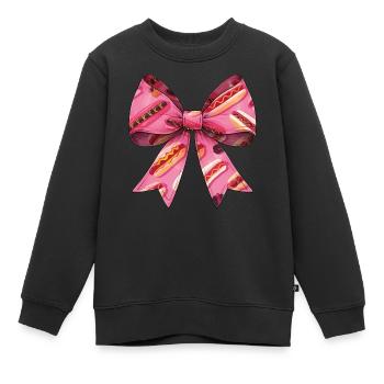 Coquette Bow Hot Dog Hotdog Muttertag Muster - Kinder Premium Organic Sweatshirt - Schwarz - Vorne - AI Model Kid Female (0cm)