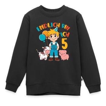 5 Years Farmer Finally 5 Boy Birthday Motif - Kids Premium Organic Sweatshirt - black - Front - AI Model Kid Female (0cm)
