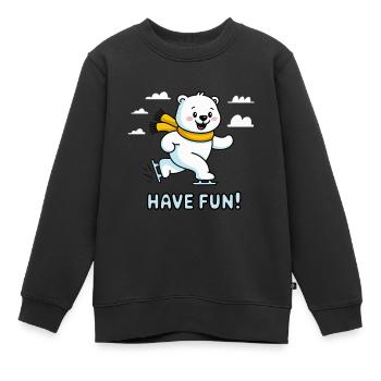 BÄREN, VIEL SPASS - Kinder Premium Organic Sweatshirt - Schwarz - Vorne - AI Model Kid Female (0cm)