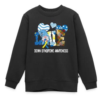 Amour Syndrome de Down Conscience - Sweat Premium enfant bio - noir - Devant - AI Model Kid Female (0cm)