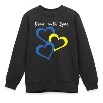 Down With Love Down Syndrom Herzen - Kinder Premium Organic Sweatshirt - Schwarz - Vorne - AI Model Kid Female (0cm)