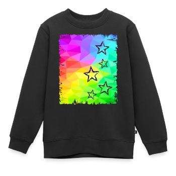 étoiles colorées dégradé arc-en-ciel couleurs - Sweat Premium enfant bio - noir - Devant - AI Model Kid Female (0cm)
