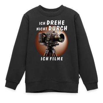 FILMKAMERA DREHE NICHT DURCH ICH FILME - Kinder Premium Organic Sweatshirt - Schwarz - Vorne - AI Model Kid Female (0cm)
