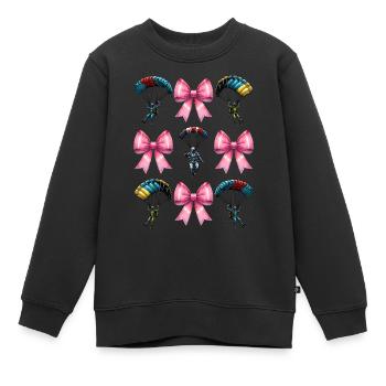 Coquette Bow Parachutisme - Sweat Premium enfant bio - noir - Devant - AI Model Kid Female (0cm)