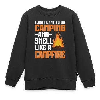 Camping Feu de camp Camper - Sweat Premium enfant bio - noir - Devant - AI Model Kid Female (0cm)