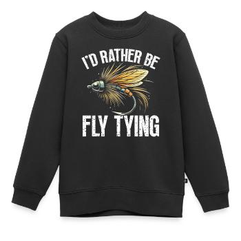 Fly Tying Fly Tying Fly Fishing Fly Fishing - Kids Premium Organic Sweatshirt - black - Front - AI Model Kid Female (0cm)