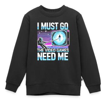 Ich muss gehen Die Videospiele brauchen mich - Kinder Premium Organic Sweatshirt - Schwarz - Vorne - AI Model Kid Female (0cm)