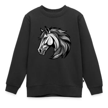 Tête de cheval - Sweat Premium enfant bio - noir - Devant - AI Model Kid Female (0cm)