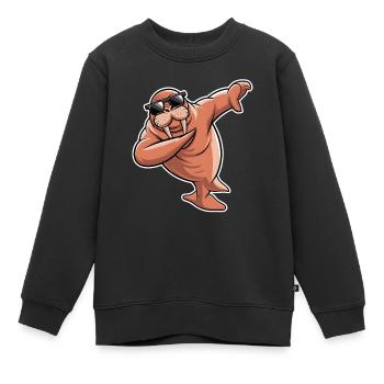 Walross - Kinder Premium Organic Sweatshirt - Schwarz - Vorne - AI Model Kid Female (0cm)