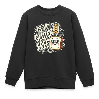 Ist es glutenfrei? - Kinder Premium Organic Sweatshirt - Schwarz - Vorne - AI Model Kid Female (0cm)