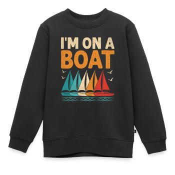 Ich bin auf einem Boot Paddelboot - Kinder Premium Organic Sweatshirt - Schwarz - Vorne - AI Model Kid Female (0cm)