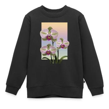 Orchidee - Kinder Premium Organic Sweatshirt - Schwarz - Vorne - AI Model Kid Female (0cm)
