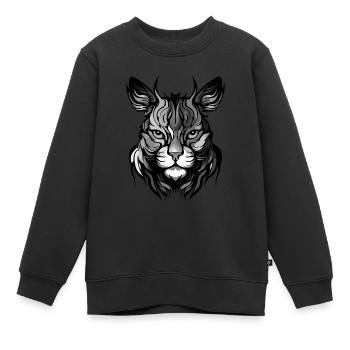 Tête de portrait de chat - Sweat Premium enfant bio - noir - Devant - AI Model Kid Female (0cm)