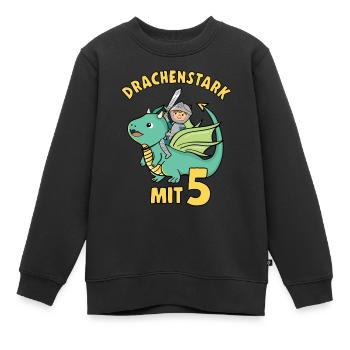 Ritter & Drache Geburtstagsmotiv 5 Jahre Jungen - Kinder Premium Organic Sweatshirt - Schwarz - Vorne - AI Model Kid Female (0cm)