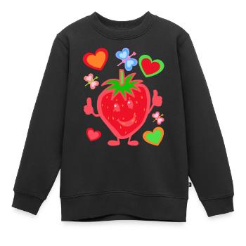 Erdbeere Erdbeer Kinder Kind Sommerzeit - Kinder Premium Organic Sweatshirt - Schwarz - Vorne - AI Model Kid Female (0cm)