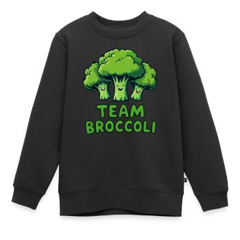 Brocoli, Végétarien, Légumes, Équipe Brocoli - Sweat Premium enfant bio - noir - Devant - AI Model Kid Female (0cm)
