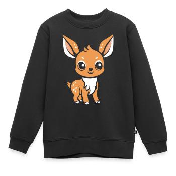 chevreuil - Sweat Premium enfant bio - noir - Devant - AI Model Kid Female (0cm)