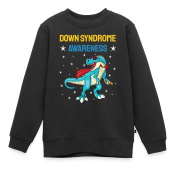 Conscience du syndrome de Down - Sweat Premium enfant bio - noir - Devant - AI Model Kid Female (0cm)