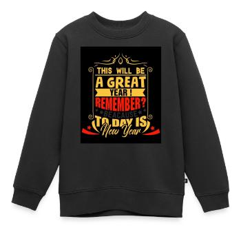 Nouvel An 10 - Sweat Premium enfant bio - noir - Devant - AI Model Kid Female (0cm)