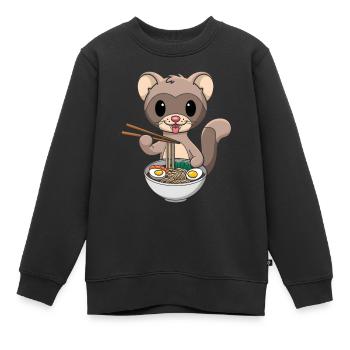 Wiesel - Kinder Premium Organic Sweatshirt - Schwarz - Vorne - AI Model Kid Female (0cm)