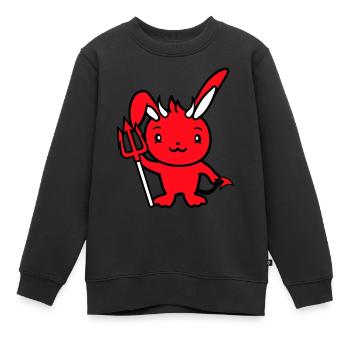 Bunny Devil Démon Mal Satan Enfer Trident Costume - Sweat Premium enfant bio - noir - Devant - AI Model Kid Female (0cm)